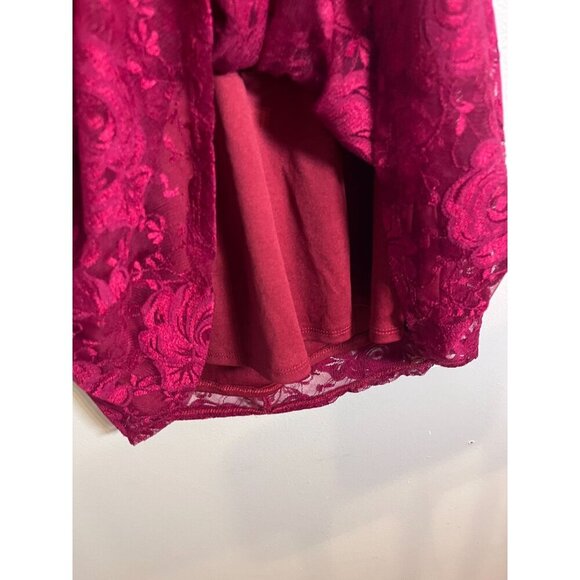 Wet Seal Floral Lace Mini Dress L Red Boho Dark Romance Y2K Grunge Mesh Classic - Picture 4 of 11